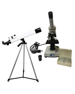 KIT Microscópio Biológico Monocular 640X + Telescópio Astronômico 90X TEL-116