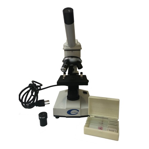Microscópio Monocular 640x + Kit com lâminas 116/AL LED + KIT LAMINAS Coleman