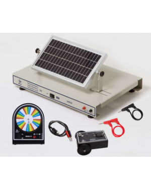 Conjunto energia renovável, energia solar em elétrica, disco de Newton e carro elétrico EQ208H